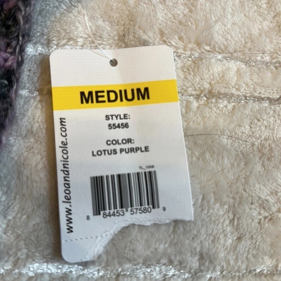 Leo & Nicole long sleeve cotton sweater - purple and gray size M - Picture 3 of 4